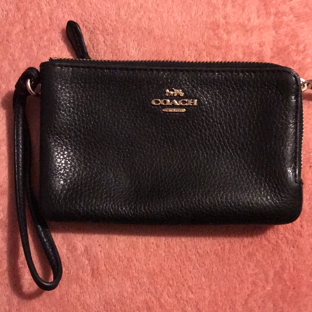 Coach Black Leather Wristlet
